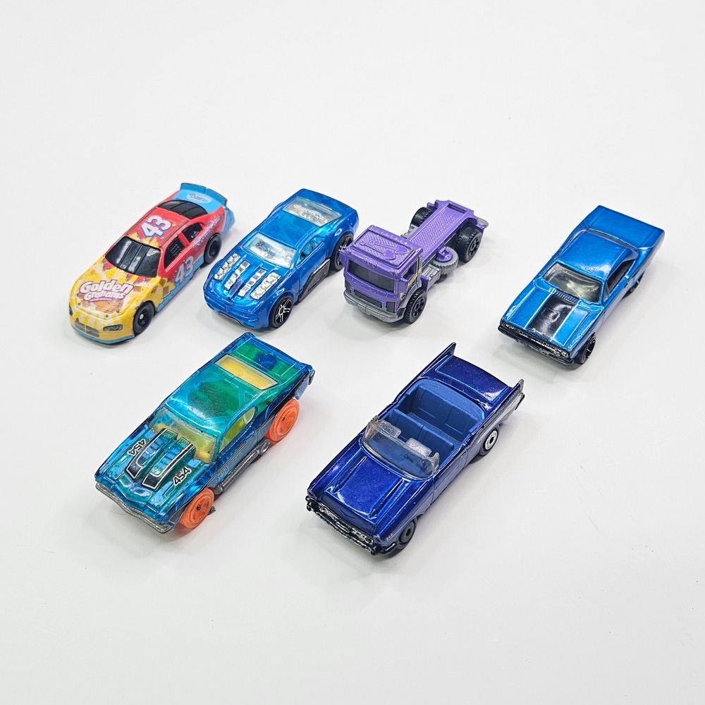 Hot Wheels Toy Cars Kids OS Blue Purple Teal Diecast Vehicle Lot 6pc